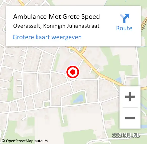 Locatie op kaart van de 112 melding: Ambulance Met Grote Spoed Naar Overasselt, Koningin Julianastraat op 31 december 2021 03:44