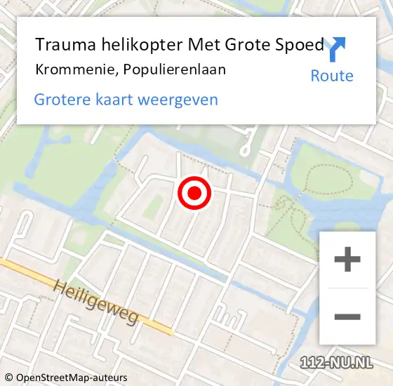 Locatie op kaart van de 112 melding: Trauma helikopter Met Grote Spoed Naar Krommenie, Populierenlaan op 31 december 2021 04:52