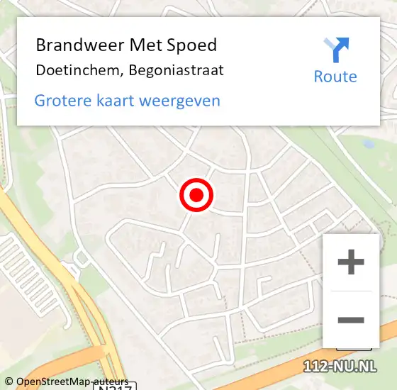 Locatie op kaart van de 112 melding: Brandweer Met Spoed Naar Doetinchem, Begoniastraat op 31 december 2021 06:27