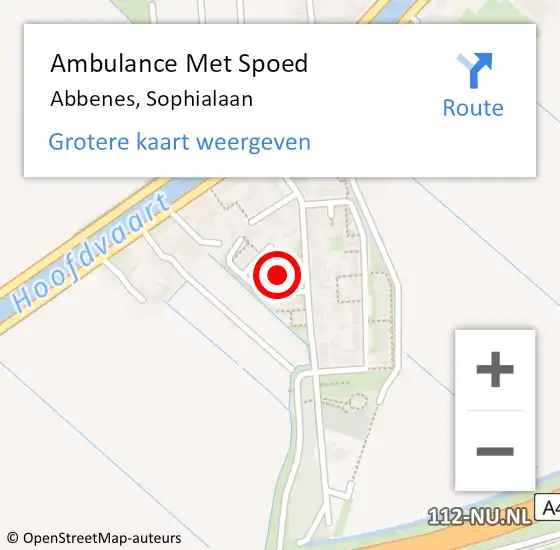 Locatie op kaart van de 112 melding: Ambulance Met Spoed Naar Abbenes, Sophialaan op 31 december 2021 08:02