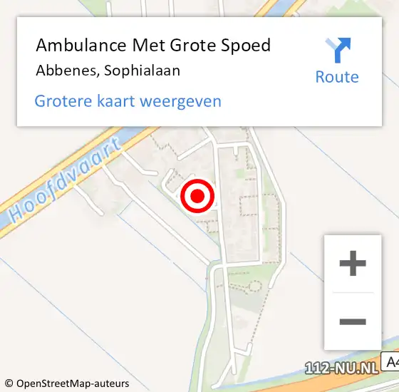 Locatie op kaart van de 112 melding: Ambulance Met Grote Spoed Naar Abbenes, Sophialaan op 31 december 2021 08:22