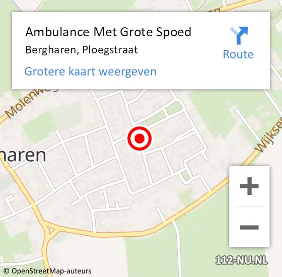 Locatie op kaart van de 112 melding: Ambulance Met Grote Spoed Naar Bergharen, Ploegstraat op 31 december 2021 08:35