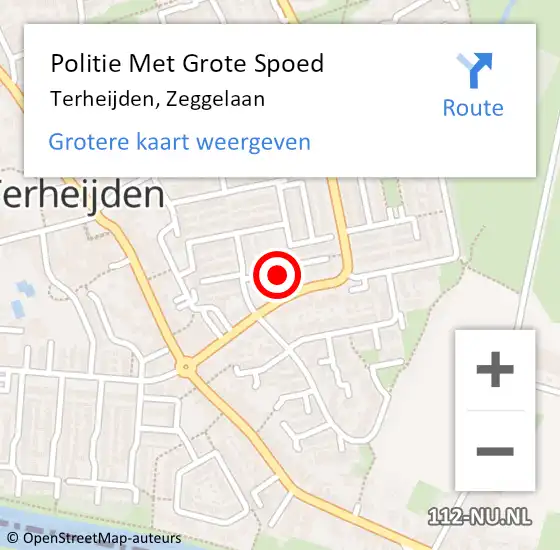 Locatie op kaart van de 112 melding: Politie Met Grote Spoed Naar Terheijden, Zeggelaan op 31 december 2021 08:50