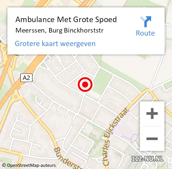 Locatie op kaart van de 112 melding: Ambulance Met Grote Spoed Naar Meerssen, Burg Binckhorststr op 3 juli 2014 20:58