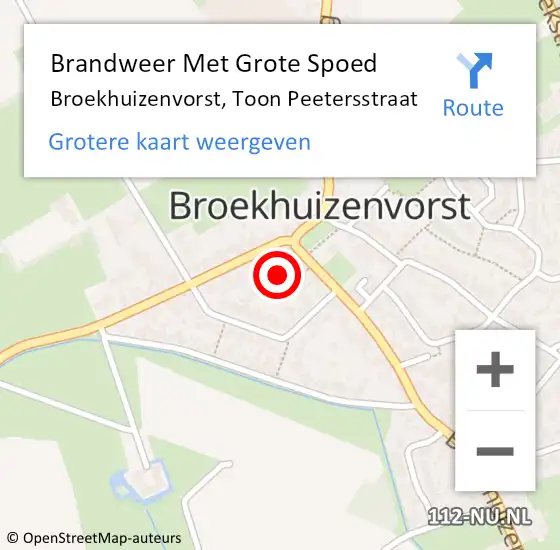 Locatie op kaart van de 112 melding: Brandweer Met Grote Spoed Naar Broekhuizenvorst, Toon Peetersstraat op 31 december 2021 09:14