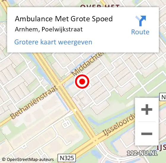 Locatie op kaart van de 112 melding: Ambulance Met Grote Spoed Naar Arnhem, Poelwijkstraat op 31 december 2021 09:22