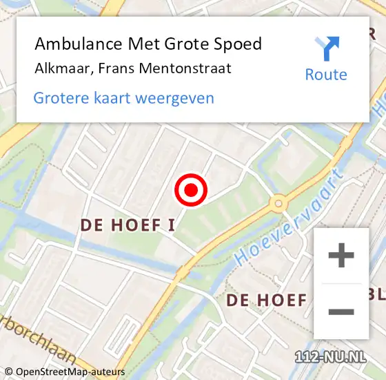 Locatie op kaart van de 112 melding: Ambulance Met Grote Spoed Naar Alkmaar, Frans Mentonstraat op 31 december 2021 09:32