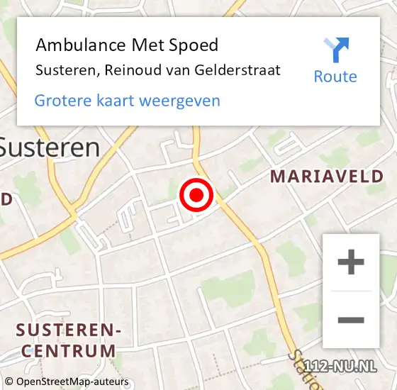 Locatie op kaart van de 112 melding: Ambulance Met Spoed Naar Susteren, Reinoud van Gelderstraat op 31 december 2021 09:37