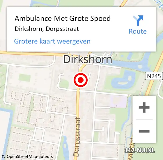 Locatie op kaart van de 112 melding: Ambulance Met Grote Spoed Naar Dirkshorn, Dorpsstraat op 31 december 2021 10:10