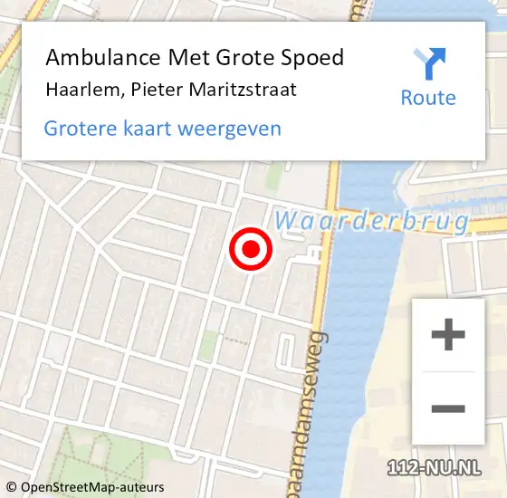 Locatie op kaart van de 112 melding: Ambulance Met Grote Spoed Naar Haarlem, Pieter Maritzstraat op 31 december 2021 10:11