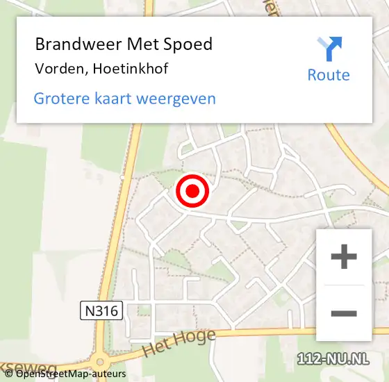 Locatie op kaart van de 112 melding: Brandweer Met Spoed Naar Vorden, Hoetinkhof op 31 december 2021 10:16