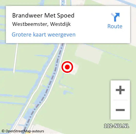 Locatie op kaart van de 112 melding: Brandweer Met Spoed Naar Westbeemster, Westdijk op 3 juli 2014 21:08