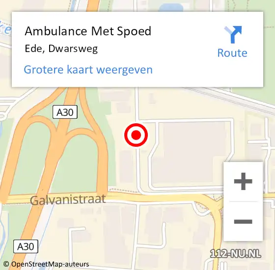 Locatie op kaart van de 112 melding: Ambulance Met Spoed Naar Ede, Dwarsweg op 31 december 2021 10:36