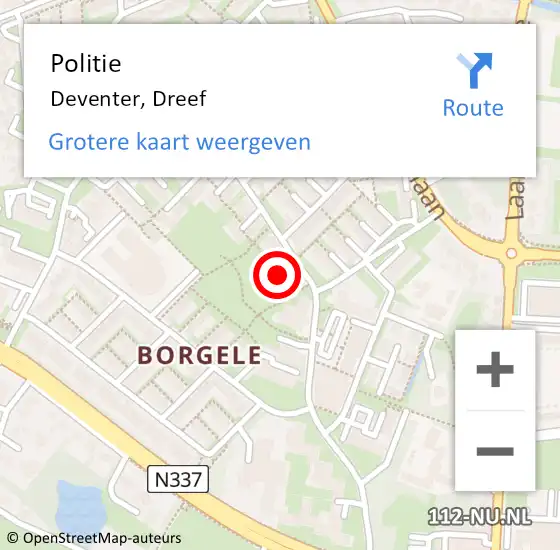 Locatie op kaart van de 112 melding: Politie Deventer, Dreef op 31 december 2021 10:47