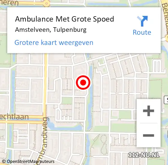 Locatie op kaart van de 112 melding: Ambulance Met Grote Spoed Naar Amstelveen, Tulpenburg op 31 december 2021 10:54