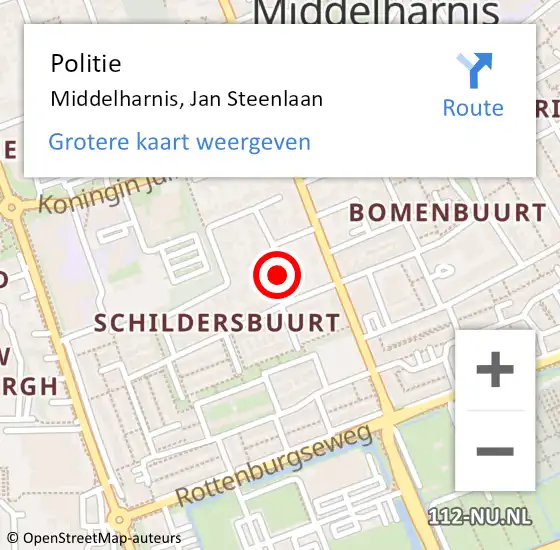 Locatie op kaart van de 112 melding: Politie Middelharnis, Jan Steenlaan op 31 december 2021 10:56