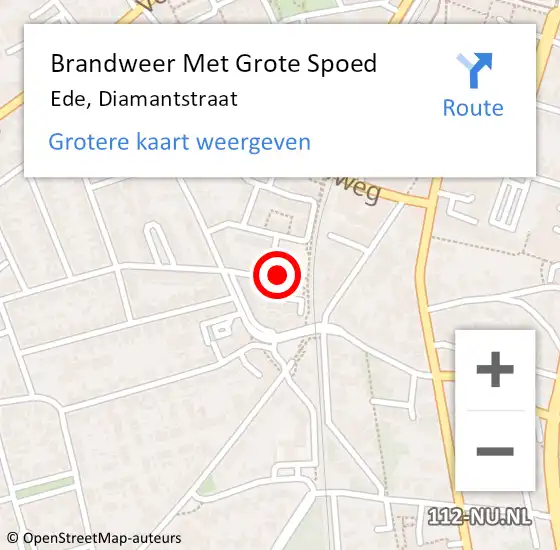 Locatie op kaart van de 112 melding: Brandweer Met Grote Spoed Naar Ede, Diamantstraat op 31 december 2021 11:14