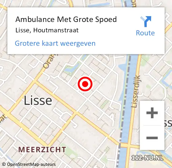 Locatie op kaart van de 112 melding: Ambulance Met Grote Spoed Naar Lisse, Houtmanstraat op 31 december 2021 11:37