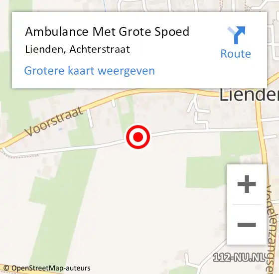 Locatie op kaart van de 112 melding: Ambulance Met Grote Spoed Naar Lienden, Achterstraat op 31 december 2021 11:47