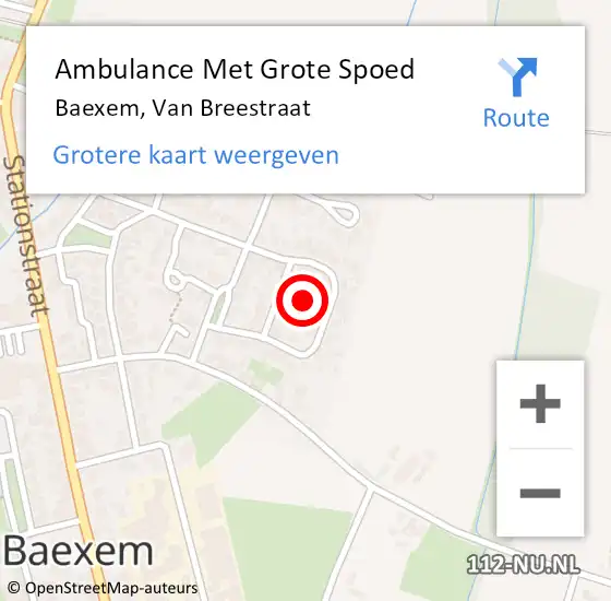 Locatie op kaart van de 112 melding: Ambulance Met Grote Spoed Naar Baexem, Van Breestraat op 31 december 2021 12:00