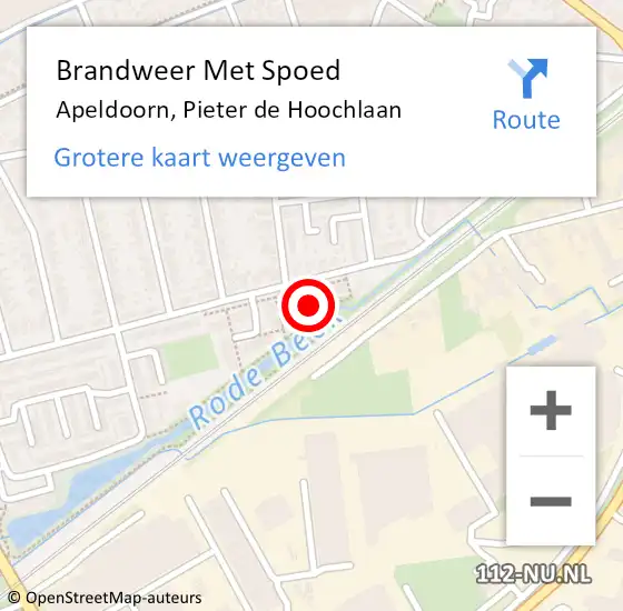 Locatie op kaart van de 112 melding: Brandweer Met Spoed Naar Apeldoorn, Pieter de Hoochlaan op 31 december 2021 12:06