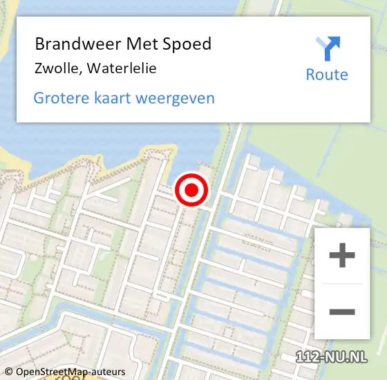 Locatie op kaart van de 112 melding: Brandweer Met Spoed Naar Zwolle, Waterlelie op 31 december 2021 12:07