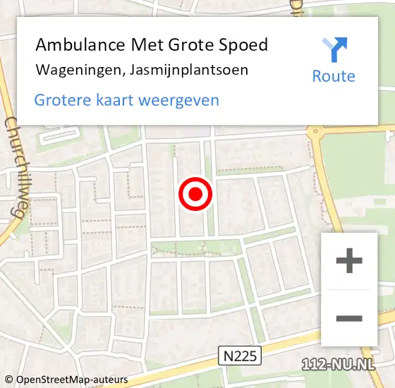 Locatie op kaart van de 112 melding: Ambulance Met Grote Spoed Naar Wageningen, Jasmijnplantsoen op 31 december 2021 12:07