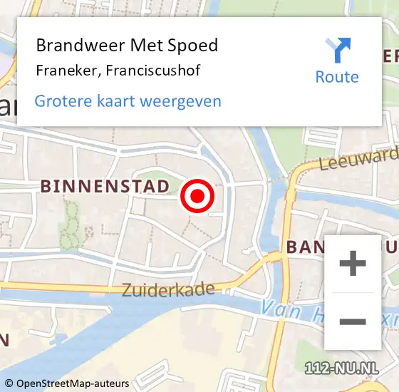 Locatie op kaart van de 112 melding: Brandweer Met Spoed Naar Franeker, Franciscushof op 31 december 2021 12:09