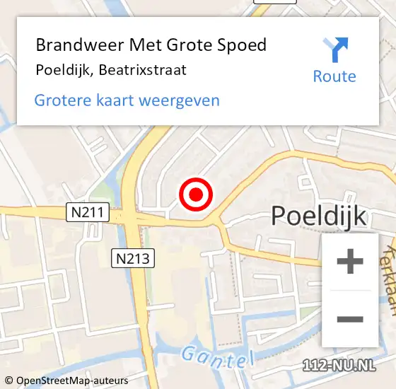 Locatie op kaart van de 112 melding: Brandweer Met Grote Spoed Naar Poeldijk, Beatrixstraat op 31 december 2021 12:13