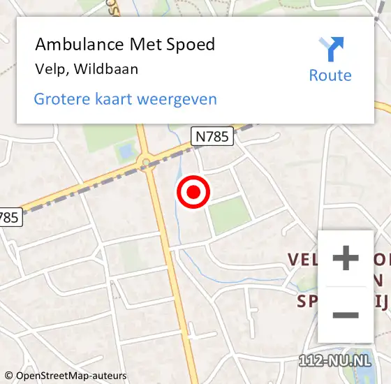 Locatie op kaart van de 112 melding: Ambulance Met Spoed Naar Velp, Wildbaan op 31 december 2021 12:30