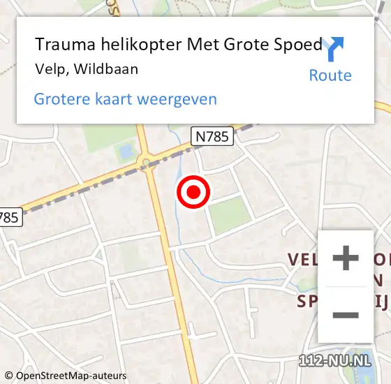 Locatie op kaart van de 112 melding: Trauma helikopter Met Grote Spoed Naar Velp, Wildbaan op 31 december 2021 12:32