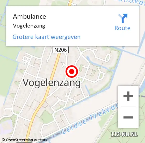 Locatie op kaart van de 112 melding: Ambulance Vogelenzang op 31 december 2021 12:34