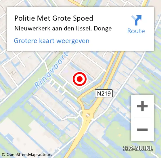 Locatie op kaart van de 112 melding: Politie Met Grote Spoed Naar Nieuwerkerk aan den IJssel, Donge op 31 december 2021 12:43