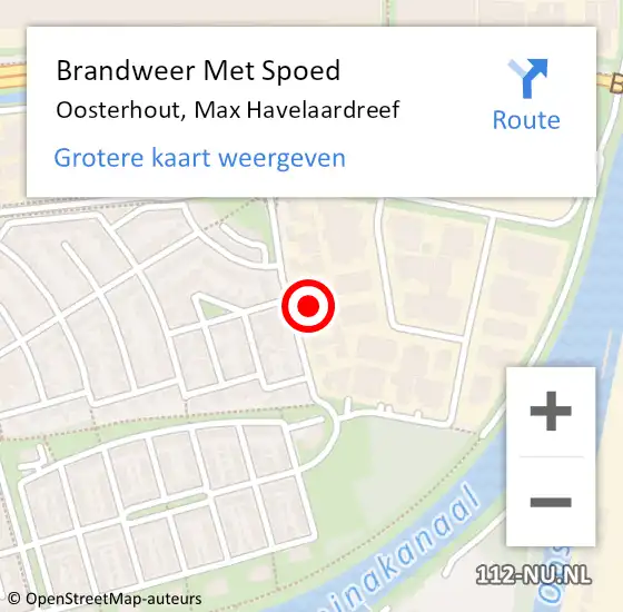 Locatie op kaart van de 112 melding: Brandweer Met Spoed Naar Oosterhout, Max Havelaardreef op 31 december 2021 12:47