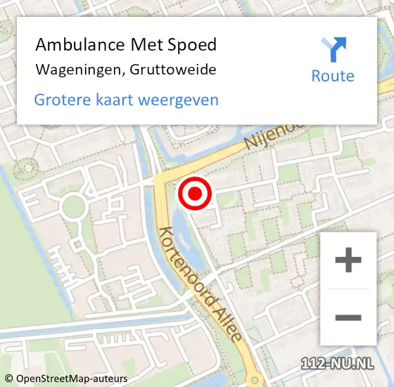 Locatie op kaart van de 112 melding: Ambulance Met Spoed Naar Wageningen, Gruttoweide op 31 december 2021 12:57