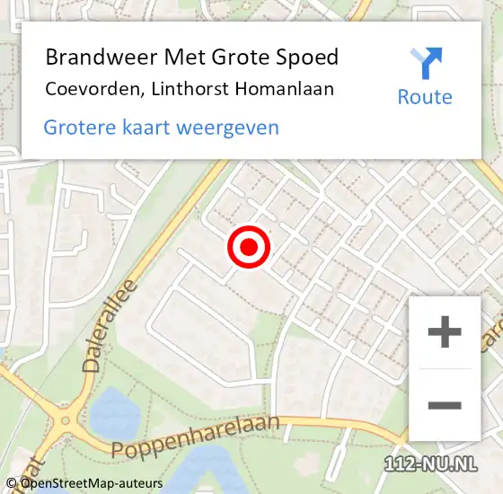 Locatie op kaart van de 112 melding: Brandweer Met Grote Spoed Naar Coevorden, Linthorst Homanlaan op 31 december 2021 12:58