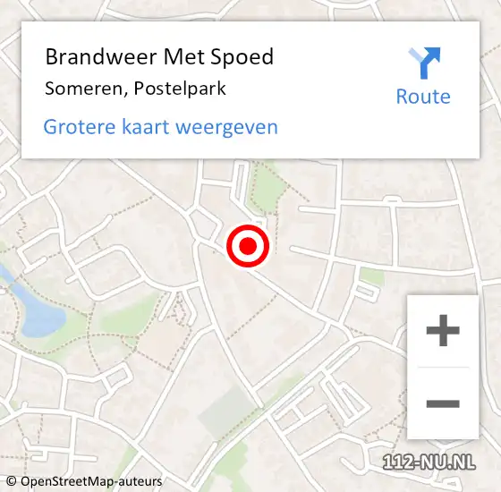 Locatie op kaart van de 112 melding: Brandweer Met Spoed Naar Someren, Postelpark op 31 december 2021 13:11