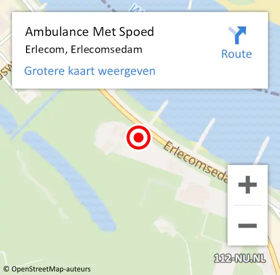 Locatie op kaart van de 112 melding: Ambulance Met Spoed Naar Erlecom, Erlecomsedam op 7 oktober 2013 09:38