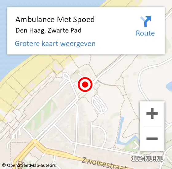 Locatie op kaart van de 112 melding: Ambulance Met Spoed Naar Den Haag, Zwarte Pad op 31 december 2021 13:12