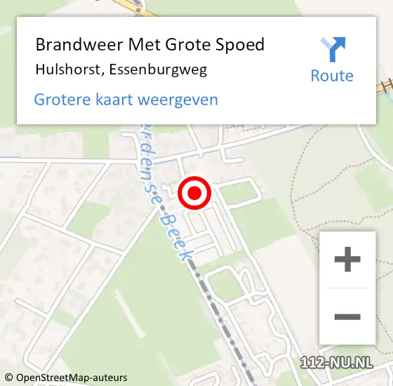 Locatie op kaart van de 112 melding: Brandweer Met Grote Spoed Naar Hulshorst, Essenburgweg op 31 december 2021 13:25