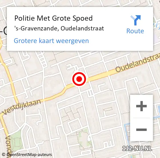 Locatie op kaart van de 112 melding: Politie Met Grote Spoed Naar 's-Gravenzande, Oudelandstraat op 31 december 2021 13:32