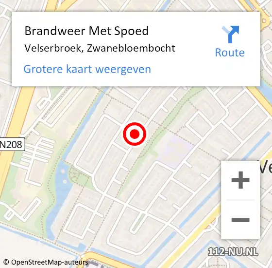 Locatie op kaart van de 112 melding: Brandweer Met Spoed Naar Velserbroek, Zwanebloembocht op 31 december 2021 13:37