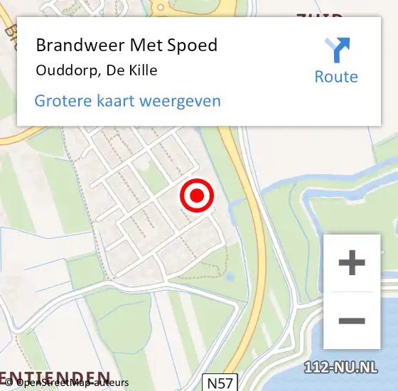 Locatie op kaart van de 112 melding: Brandweer Met Spoed Naar Ouddorp, De Kille op 31 december 2021 13:39