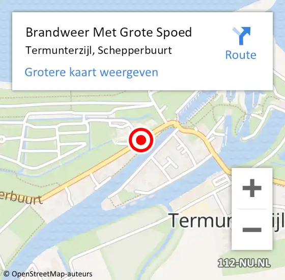 Locatie op kaart van de 112 melding: Brandweer Met Grote Spoed Naar Termunterzijl, Schepperbuurt op 31 december 2021 13:43