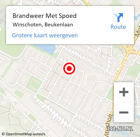 Locatie op kaart van de 112 melding: Brandweer Met Spoed Naar Winschoten, Beukenlaan op 31 december 2021 13:44