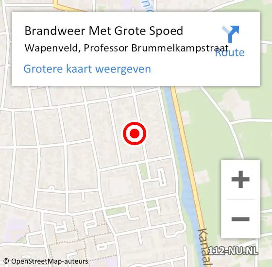 Locatie op kaart van de 112 melding: Brandweer Met Grote Spoed Naar Wapenveld, Professor Brummelkampstraat op 31 december 2021 13:46