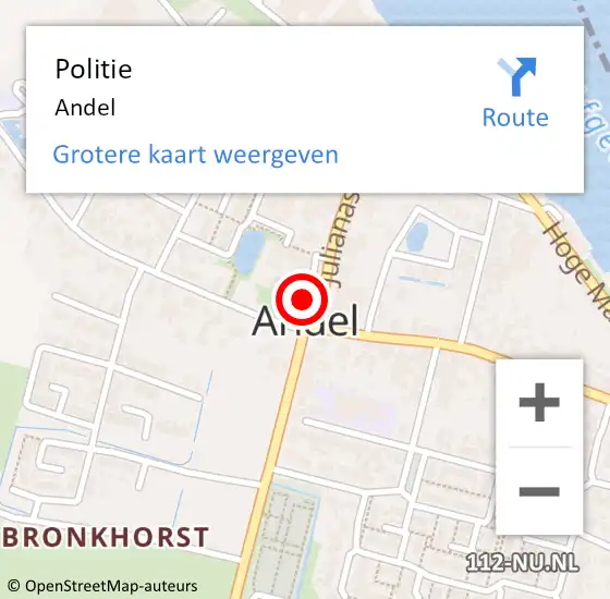 Locatie op kaart van de 112 melding: Politie Andel op 31 december 2021 13:58