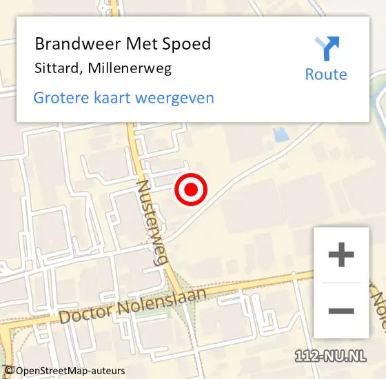 Locatie op kaart van de 112 melding: Brandweer Met Spoed Naar Sittard, Millenerweg op 31 december 2021 14:01