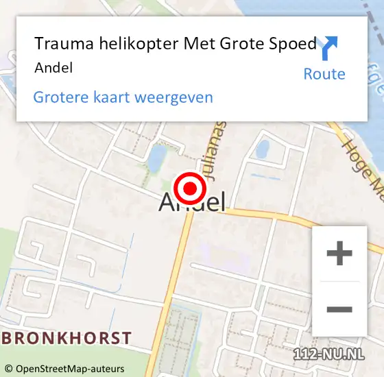 Locatie op kaart van de 112 melding: Trauma helikopter Met Grote Spoed Naar Andel op 31 december 2021 14:02