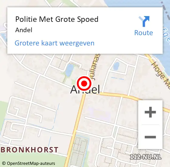 Locatie op kaart van de 112 melding: Politie Met Grote Spoed Naar Andel op 31 december 2021 14:02